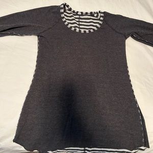 Lululemon Dark Grey L/S Cotton Top. Reversible to white and black stripes. 4.